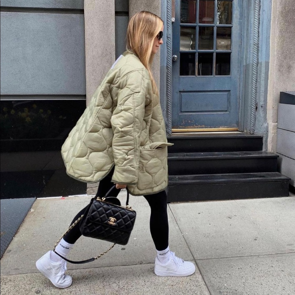 Vintage Green Quilted Army Jacket Liner